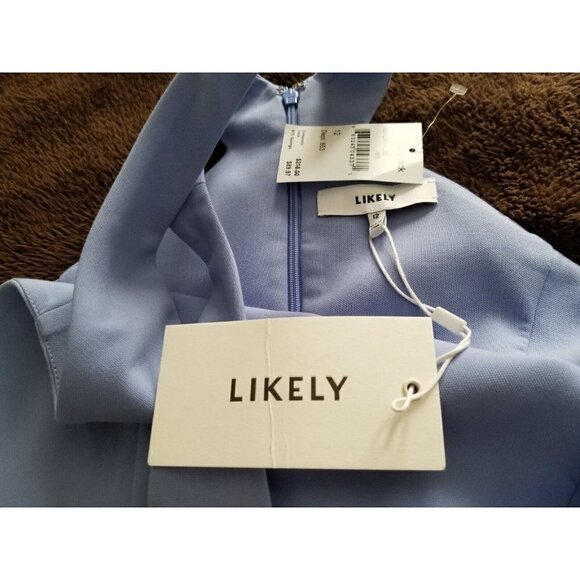 LIKELY Womens Halter Style Flared Carolyn Dress Periwinkle Blue Crepe Size 12 - Picture 14 of 16